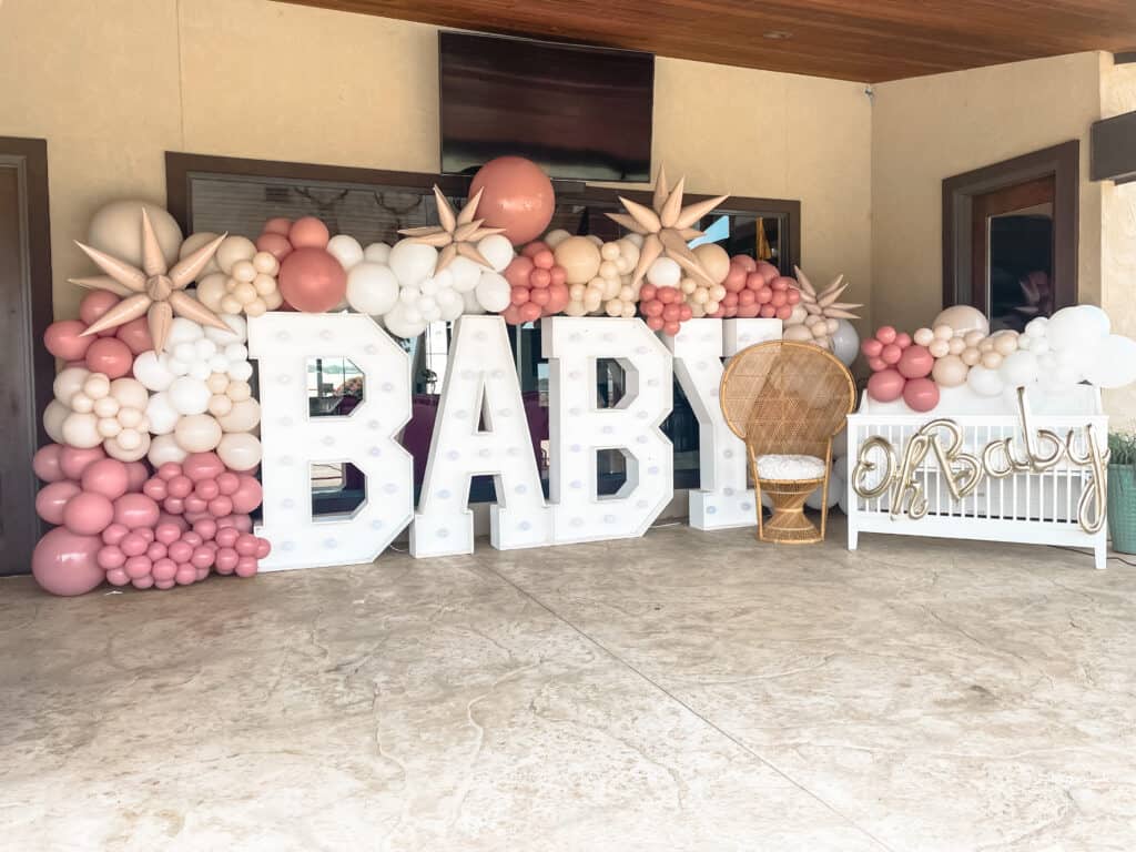 Baby shower balloon arch